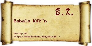 Babala Kán névjegykártya